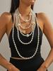 New European and American French retro multi-layer imitation pearl necklace fashionable light luxury high sense versatile elegant necklace