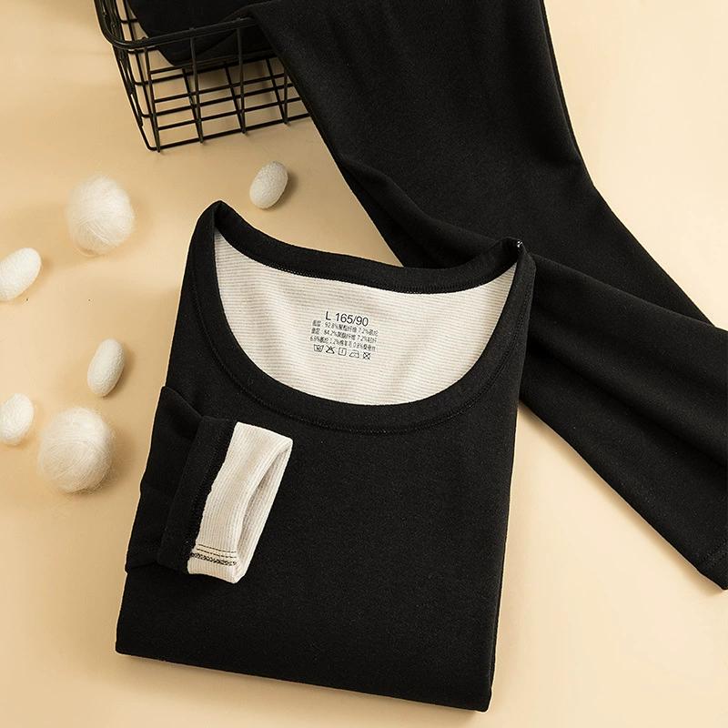 

Женское термобелье Зимняя одежда Шерсть и шелк Двухслойный флис Начес Белье с длинным рукавом Термобрюки Леггинсы M чёрный