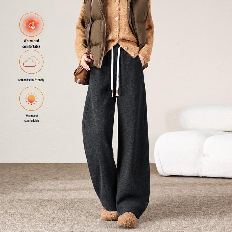 Women's Snow Velvet Fleece-Lined Curved Wide-Leg Pants