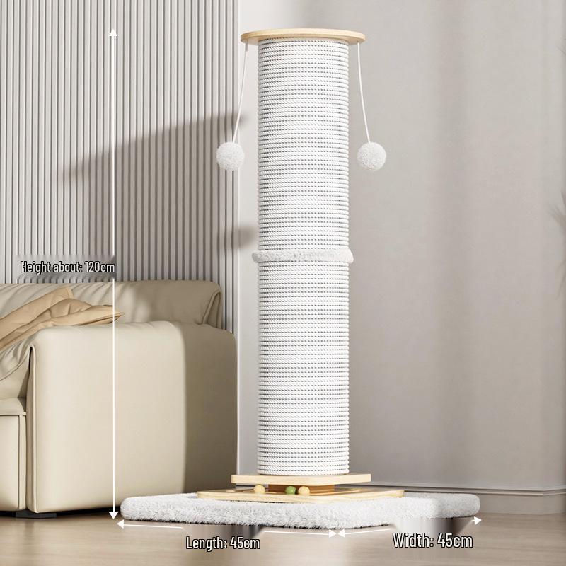 

Extra Large Vertical Sisal Cat Scratching Post: Durable, Shed-Free Claw Board with Integrated Cat Toy. Widened Base
