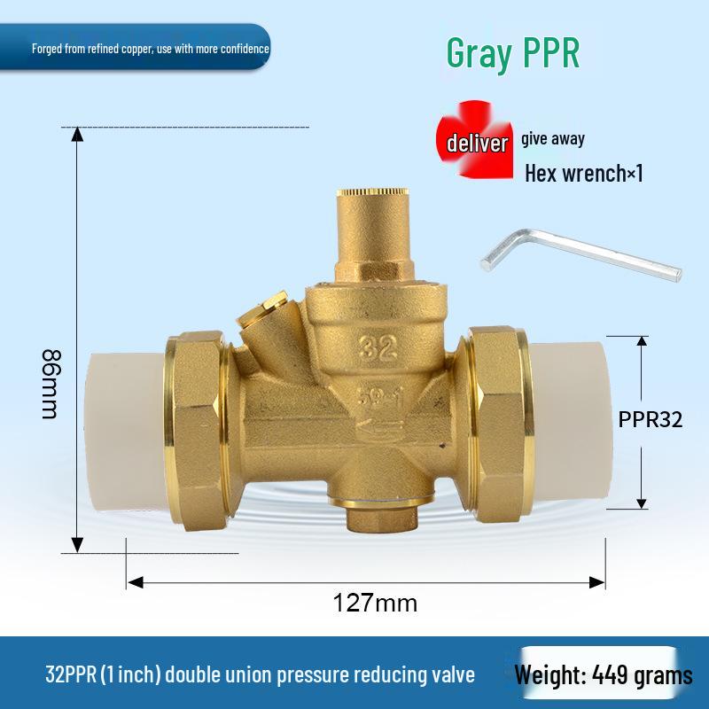 Water Pipe Pressure Reducing Valve for Home Heaters - PPR20/25/32, 4-Point PE Fitting