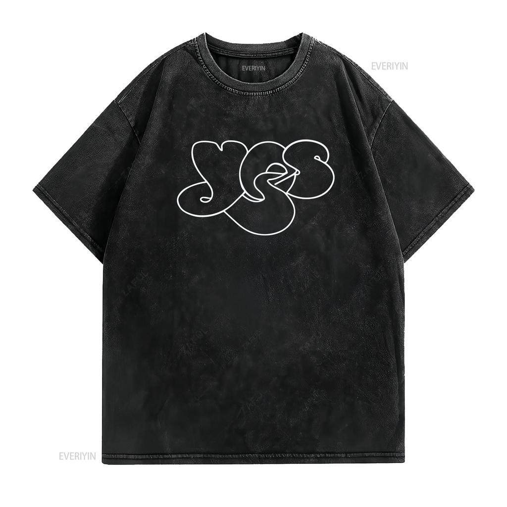 Nyt YES Band Logo Rock Musik Legende Unisex T-shirt størrelse S XL vintage Vasket Stilfuld Unisex Åndbar Strækbar mode