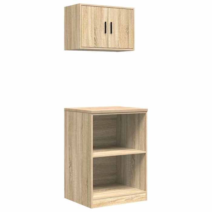 VidaXL Garage Cabinets 2 Pcs Sonoma Oak Engineered Wood, Garage Storage Cabinet, Storage Cabinet, Workbench 3328280