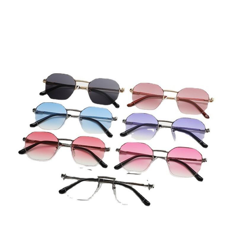 Oval Half-Frame Sunglasses, Sunglasses For Men And Women In Leisure Travel, Marine Glasses