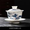 Hand-Painted White Porcelain Cover Bowl Teacup Single High-Grade Ceramic Sancai Tea Bowl With Cover Large Non-Hot Kung Fu Tea Set