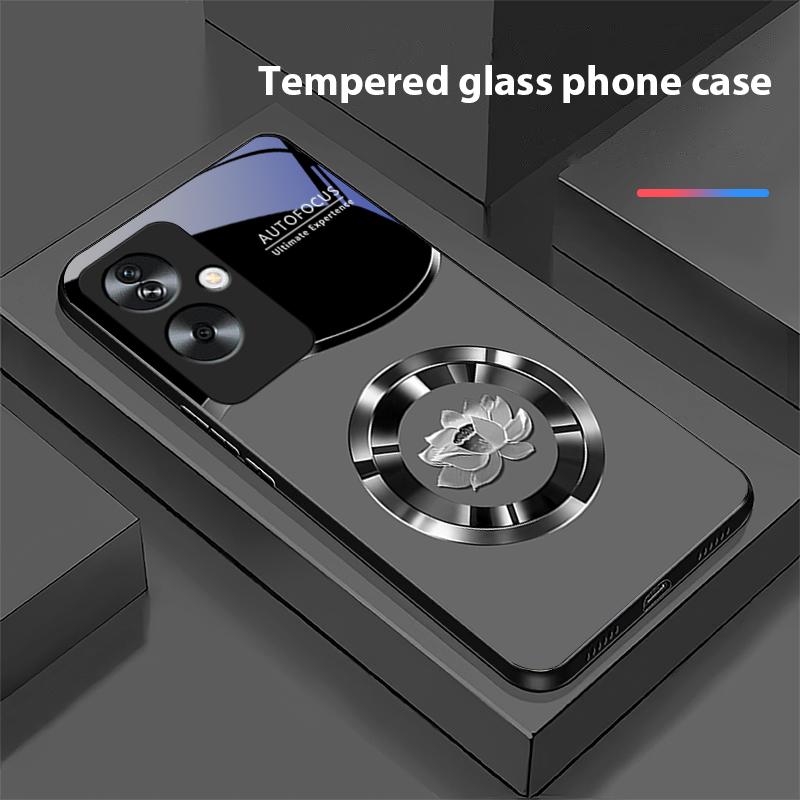 Kreis Lotus Gold Für Oppo A79 5G 58 78 74 60 4G Reno 11F Realme GT 6 11 Note 50 10 C55 X2 Gehärtetes Glas Schwarz Handyhülle