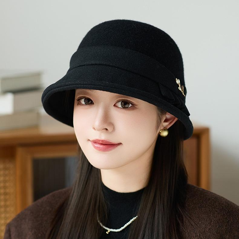 Fashion Basin Hat Women's Autumn and Winter Elegant Warm Top Hat Mother's New Bucket Hat