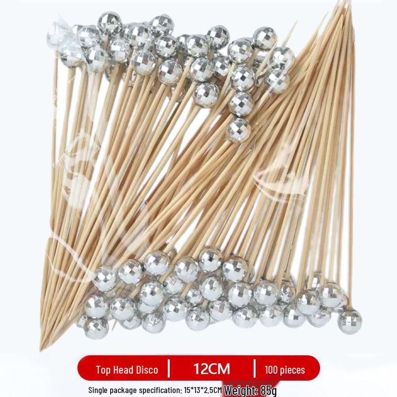 12CM Bamboo Pearl Skewers: Creative Cocktail and Fruit Plate Decor Toothpicks