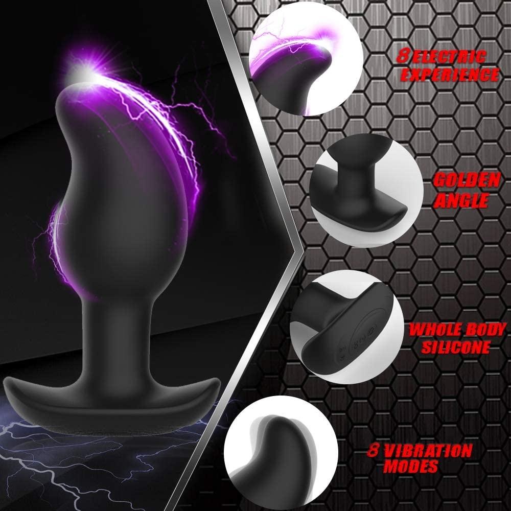 Electric Shock Anal Vibrator Anal Prostate Massager Stimulator 8 Vibration Modes Electric Stimulation Butt Plug Vibrating Plug