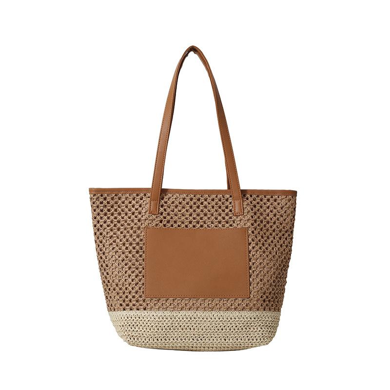 

Солом яна сумка жіноча 2025 нова ретро плетена сумка великої місткості сумка-тоут у стилі відпочинку сумка-кошик для овочів сумка для поїздок на роботу хакі