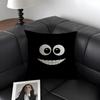 Black Emoticons Cool Cushion Cover Natural Linen Organic Fabric Double-Sided Printing Sofa Home Decor Gift Pillow Case