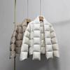 Winter New Down Jacket Women's Short White Duck Down Removable Scarf Puff Checkered Jacket
