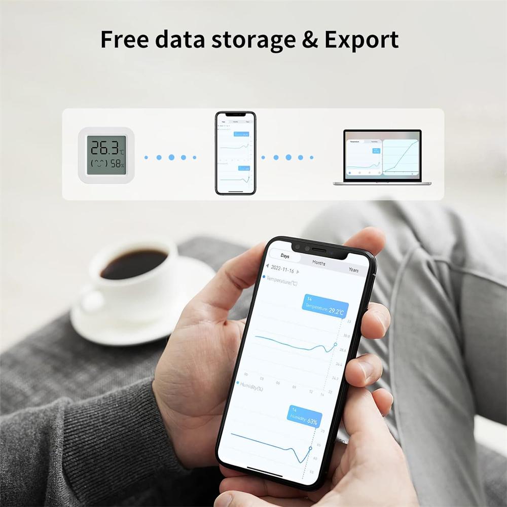 Tuya Temperature Humidity Sensor Mini LCD Digital Display Compatible with Bluetooth APP Remote Control Thermometer Hygrometer