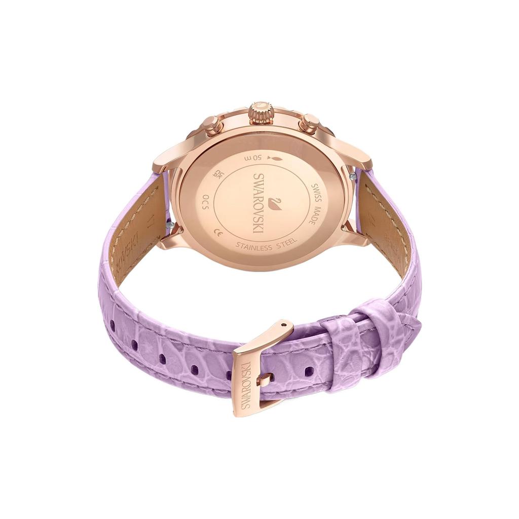 Swarovski Octea Lux Chrono Watch Quartz Movement Leather Strap Purple Dial Women watches 5632263