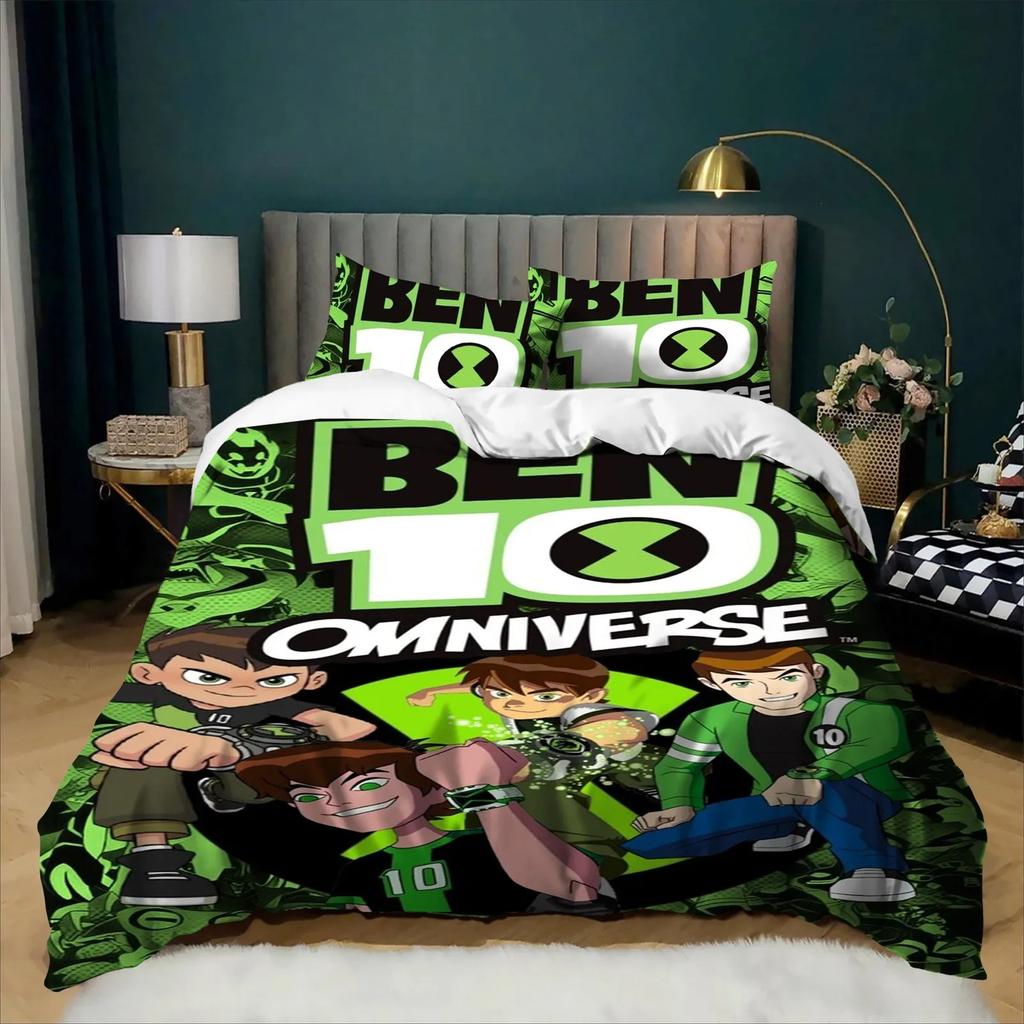Ben10 Duvet Cover Pillowcase It's Hero Time Bedding Set Adult Boy Girl Bedroom Decoration Single Double Large Size