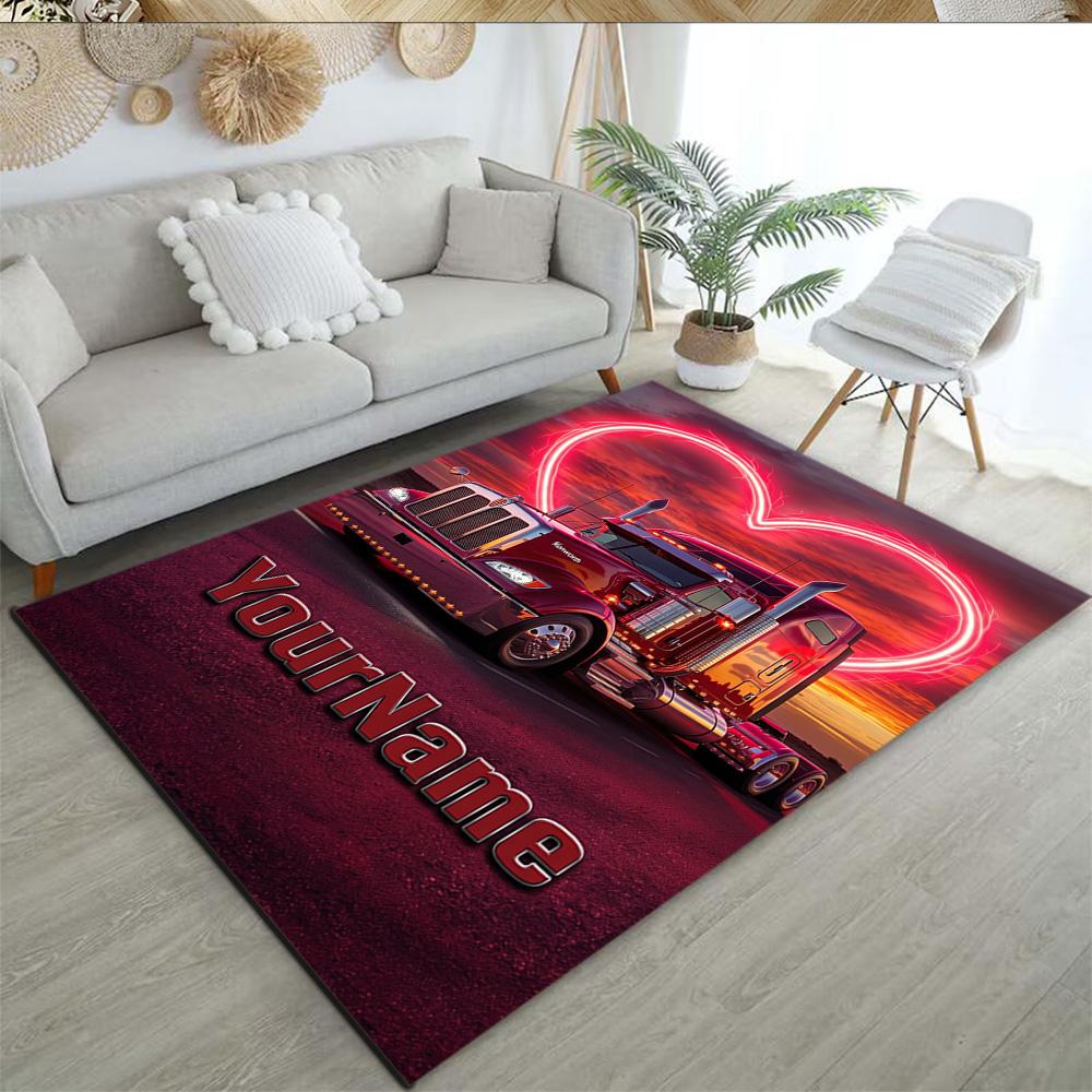 Peterbilt Heavy Trucks Customizable Name Area Rug Perfect for Game Room Living Rooms Foyer Balcony Anti-slip Rug Office home decor
