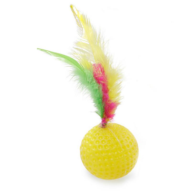 

1pcs Cat Self-Happy Toy Interactive Ball with Feather Kitten Cat Teaser Ball Toy Cat Training Catcher Cat Accessories M
