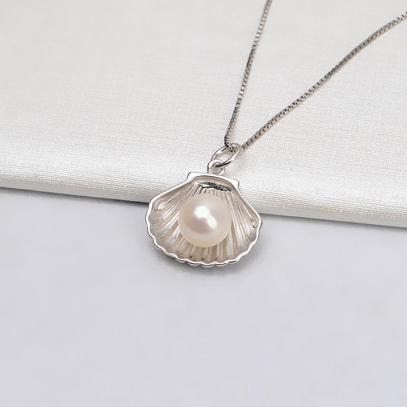 S925 Silver Pendant Shell-Pearl DIY Jewelry Component