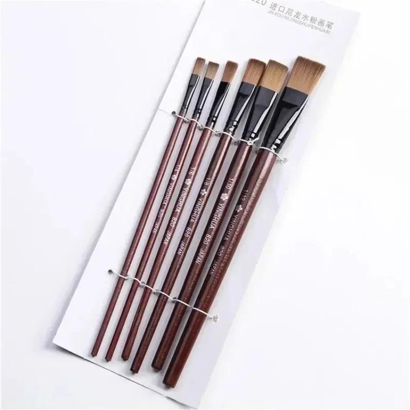 6pcs/set Professional Painting Set  Acrylic Oil Watercolors Artist Paint Brushes Supplies Nylon Wool Brush Art Accessories LS