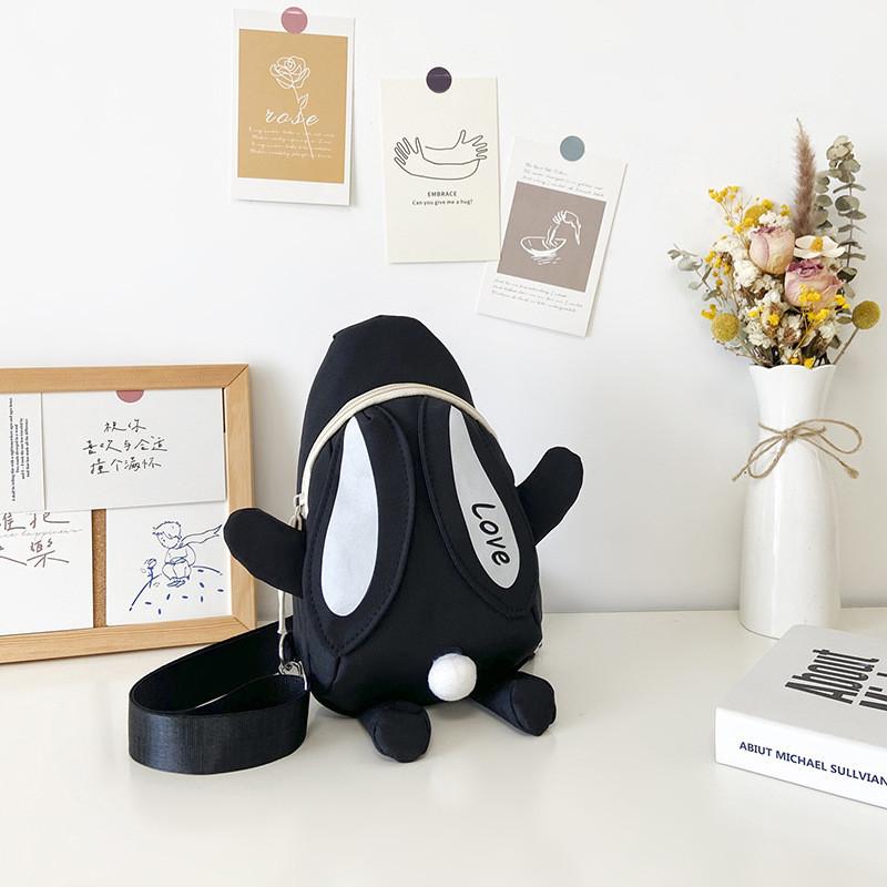 Adorable Children's Backpack Cute Rabbit Canvas Crossbody Bag For Boys And Girls