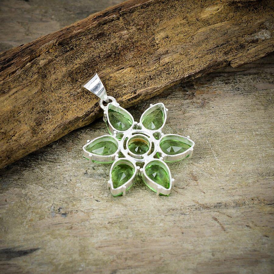 Tsavorite Gemstone Handmade 925 Sterling Silver Jewelry Pendant 1.77" M-81