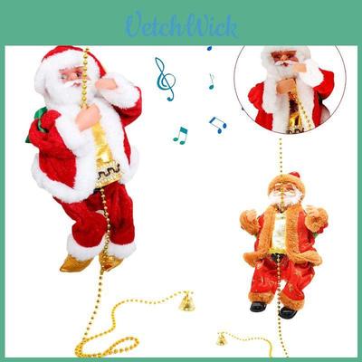 Encantador Juguete Eléctrico de Muñeco de Papá Noel Con Funciones de Trepar Y Música Festiva
