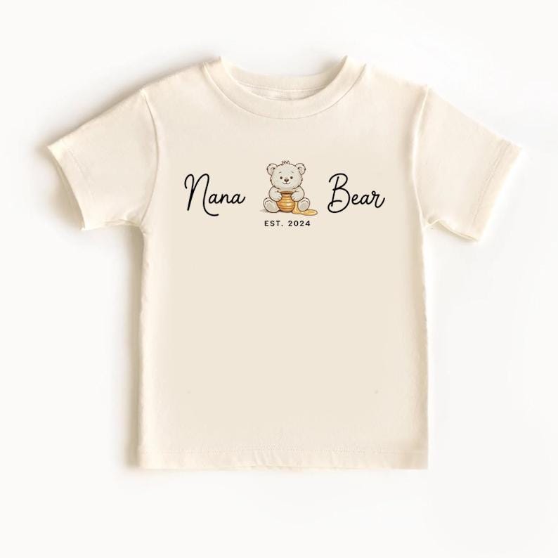 Nana Bear Shirt with Cute Bear Illustration, Personalized Nana Est 2024 Gift, Winnie the Pooh Inspired Nana Tee, Birthday Gift for Nana 160