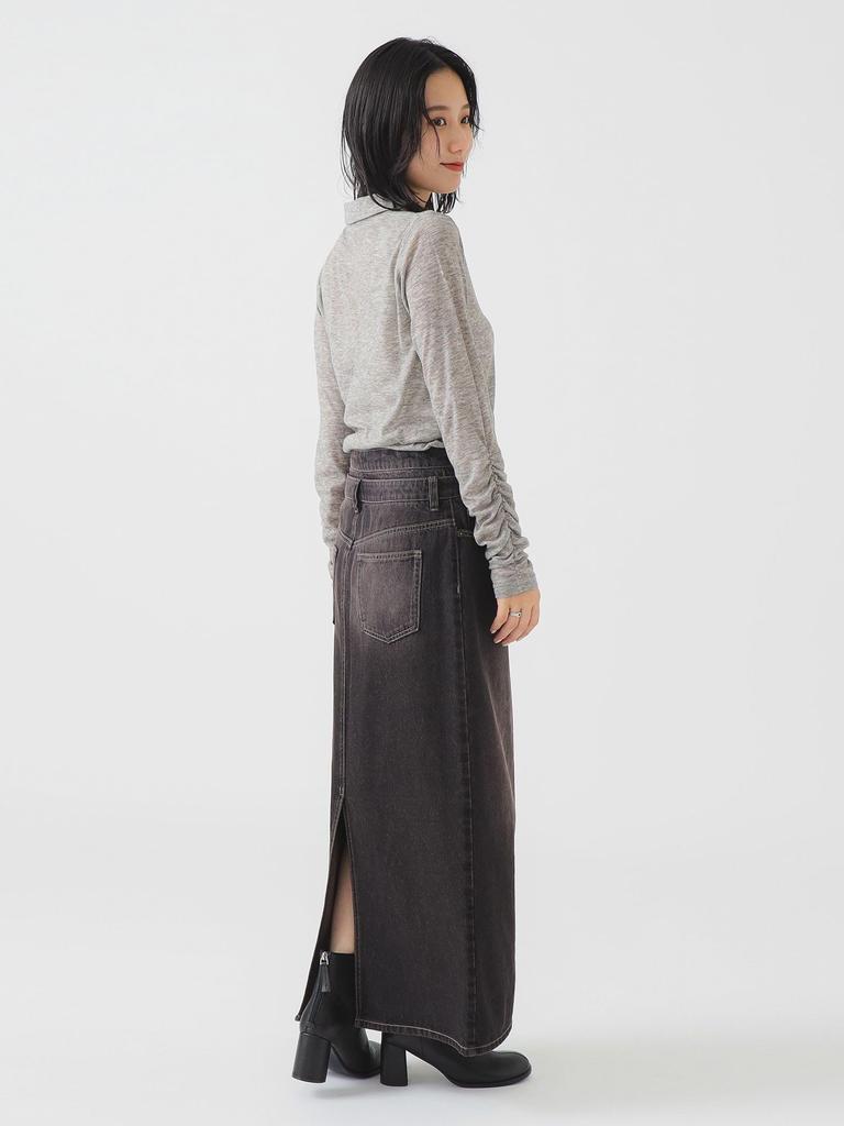 B:MING LIFE STORE by BEAMS Overdyed Denim Skirt (S-M) Women's Black Medium