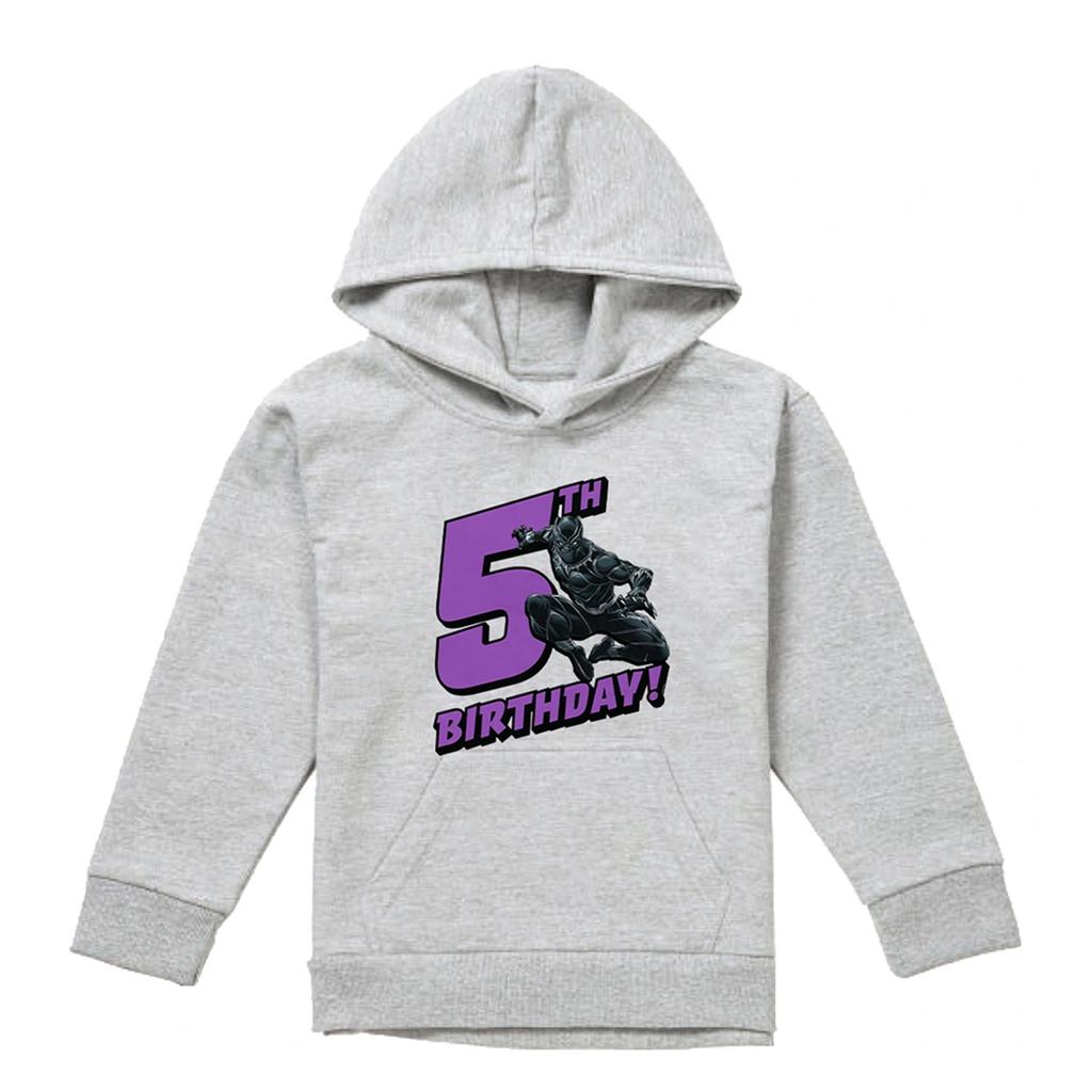 Black Panther Childrens/Kids Heather Pull Over 5th Birthday Hoodie