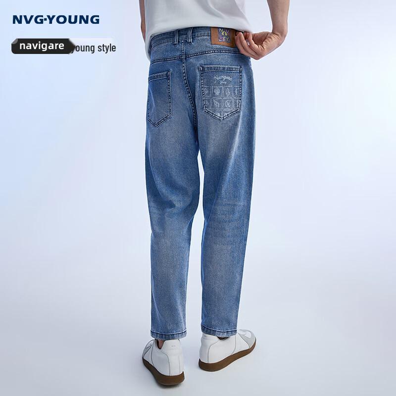 

NVG·YOUNG Мужские джинсы из тенселя с эффектом стирки, зауженного кроя 36