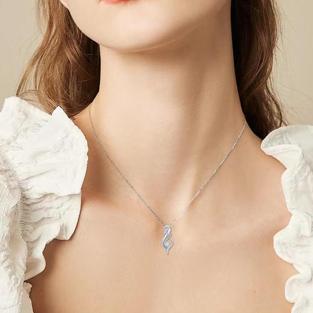 Diamond Necklace Diamond Pendant Silver Chain Present Box Christmas Present [PEIMKO] Women's 0.3ct [Gift Set] Birthday-1