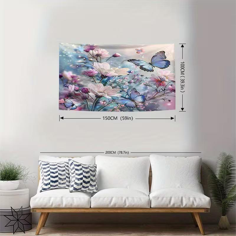 

2D Pastel Floral Butterfly Backdrop Spring & Wedding Party Photo Background Cloth 47.2x31.5inch/120*80cm