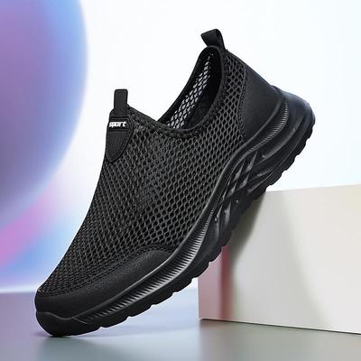 Buty siatkowe męskie letnie oddychające buty siatkowe okrągły nosek zakrywające stopę wsuwane buty sportowe i rekreacyjne męskie siatkowe buty lazy