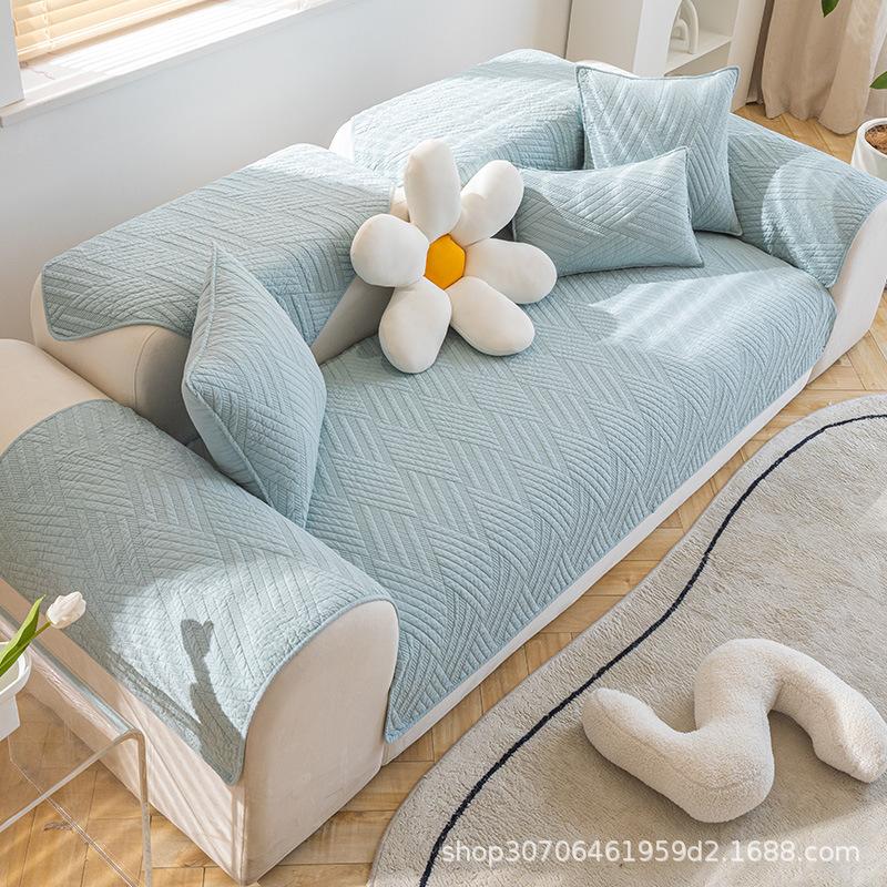 Washed Cotton Sofa Cushion, Simple Modern Seat Cushion Cushion, Light Luxury Non-Slip Sofa Cover, Universal Cover Cloth Towel For All Seasons