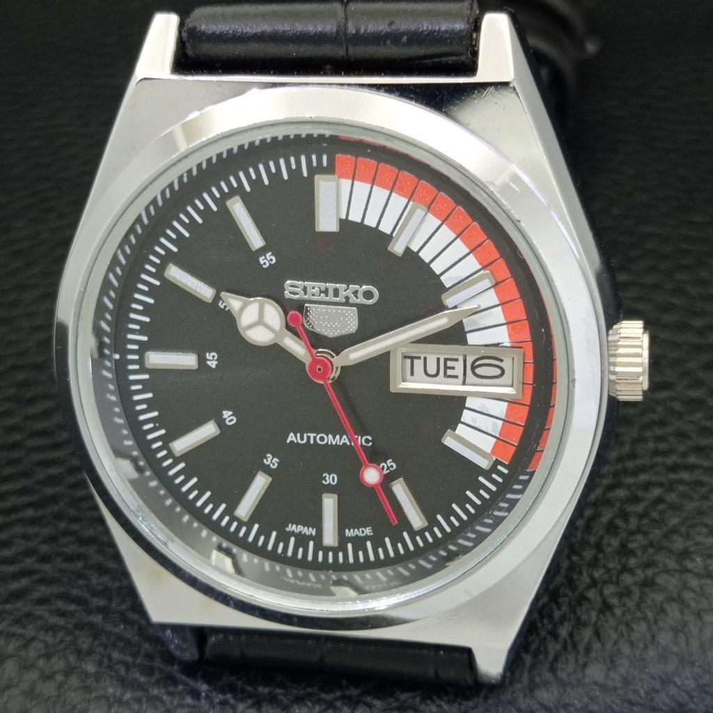 VINTAGE REFURBISHED SEIKO 5 AUTOMATIC 6309A JAPAN MENS BLACK WATCH A440885-9 Sk-a440885-1
