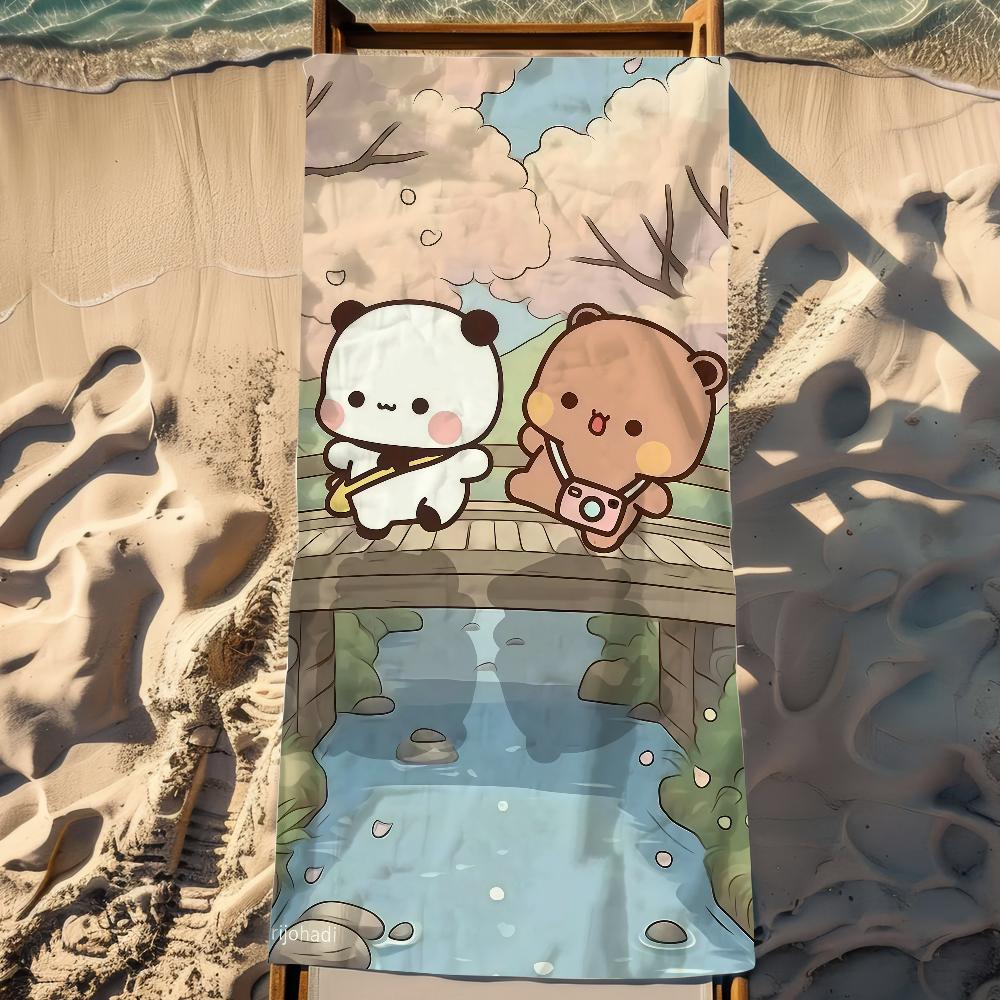 Toalla de Playa de Dibujos Animados para Pareja con Estampado Bubu y Doodle, Toalla de Playa Grande de Secado Rápido, Toalla Absorbente Suave para Natación Playa para Hombres Mujeres