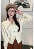 Elegant Bow Tie Lace-Up Long Sleeve Knit Cardigan for Women