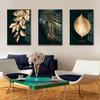 Golden Plant Leaves Abstract Wall Poster Modern Style Print Canvas Living Room Bedroom Painting Frameless