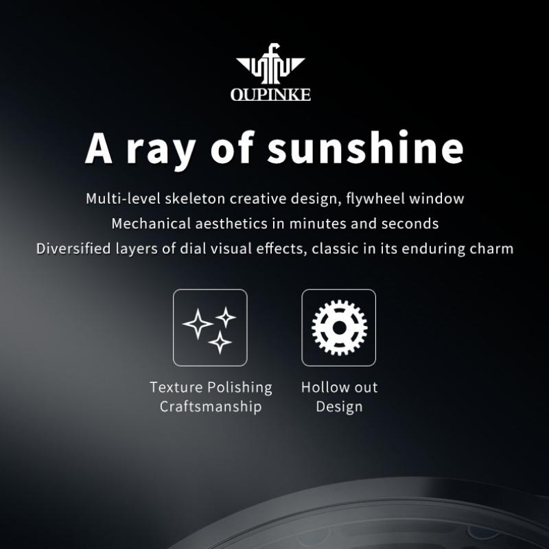 OUPINKE New Business and Leisure Men's Watch Automatic Mechanical Watch Hollow Movement High-end Watch