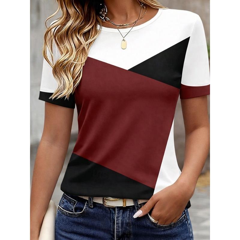 

Women s T Shirt Print Graphic Geometric Fashion Stylish Classic Short Sleeve Crew Neck Regular Tops 5XL