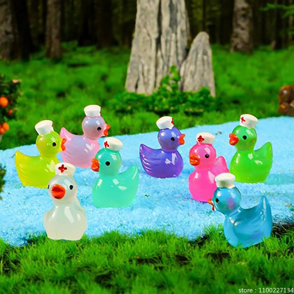 100/50 Stuks Glow In Dark Verpleegster Eend Beeldje Feeën Tuin Decoratie Diy Micro Landschap Fluorescerend Nachtlampje Miniature Accessoires