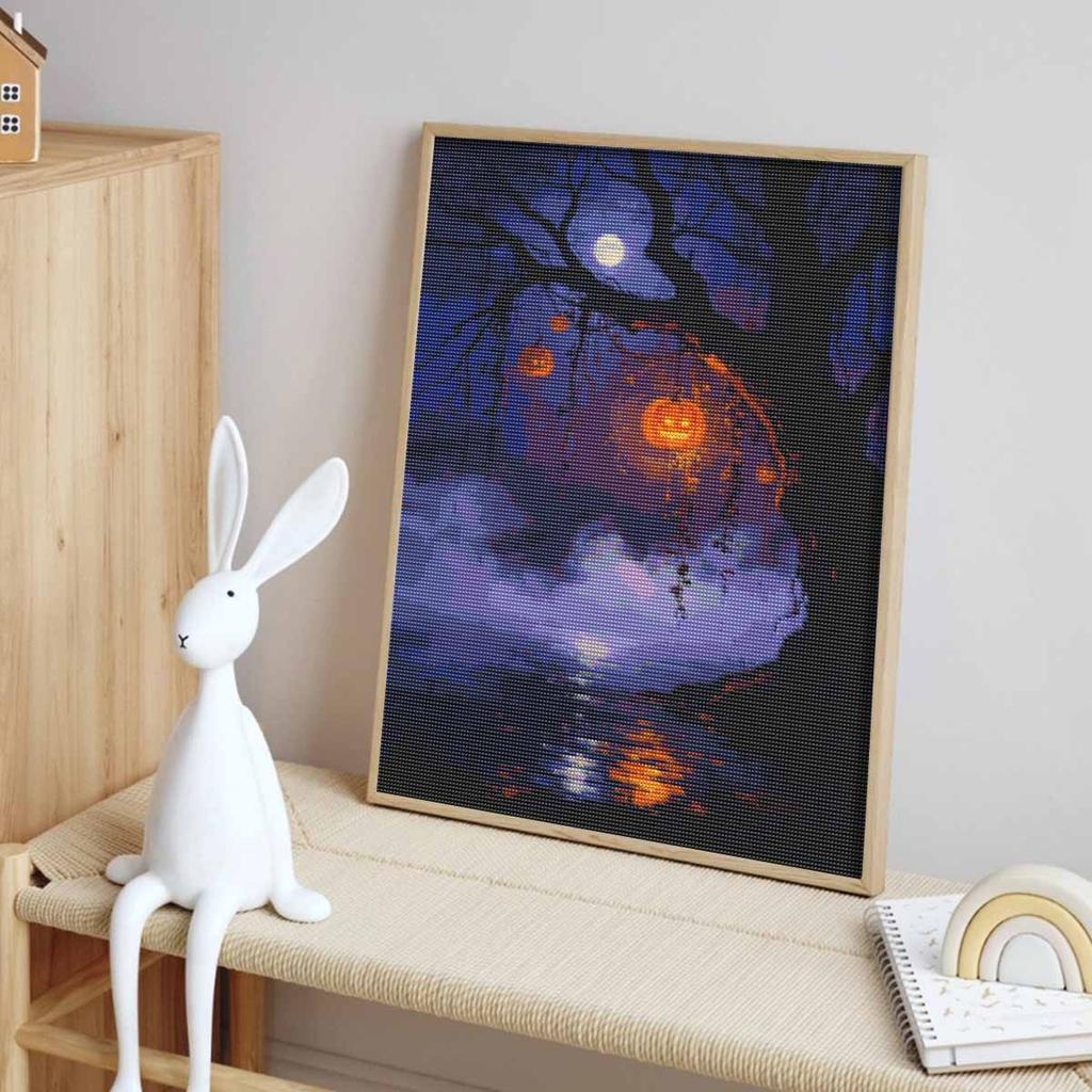 Halloween pumpkin moon lake diamond painting kit handmade diy painting home decoration painting