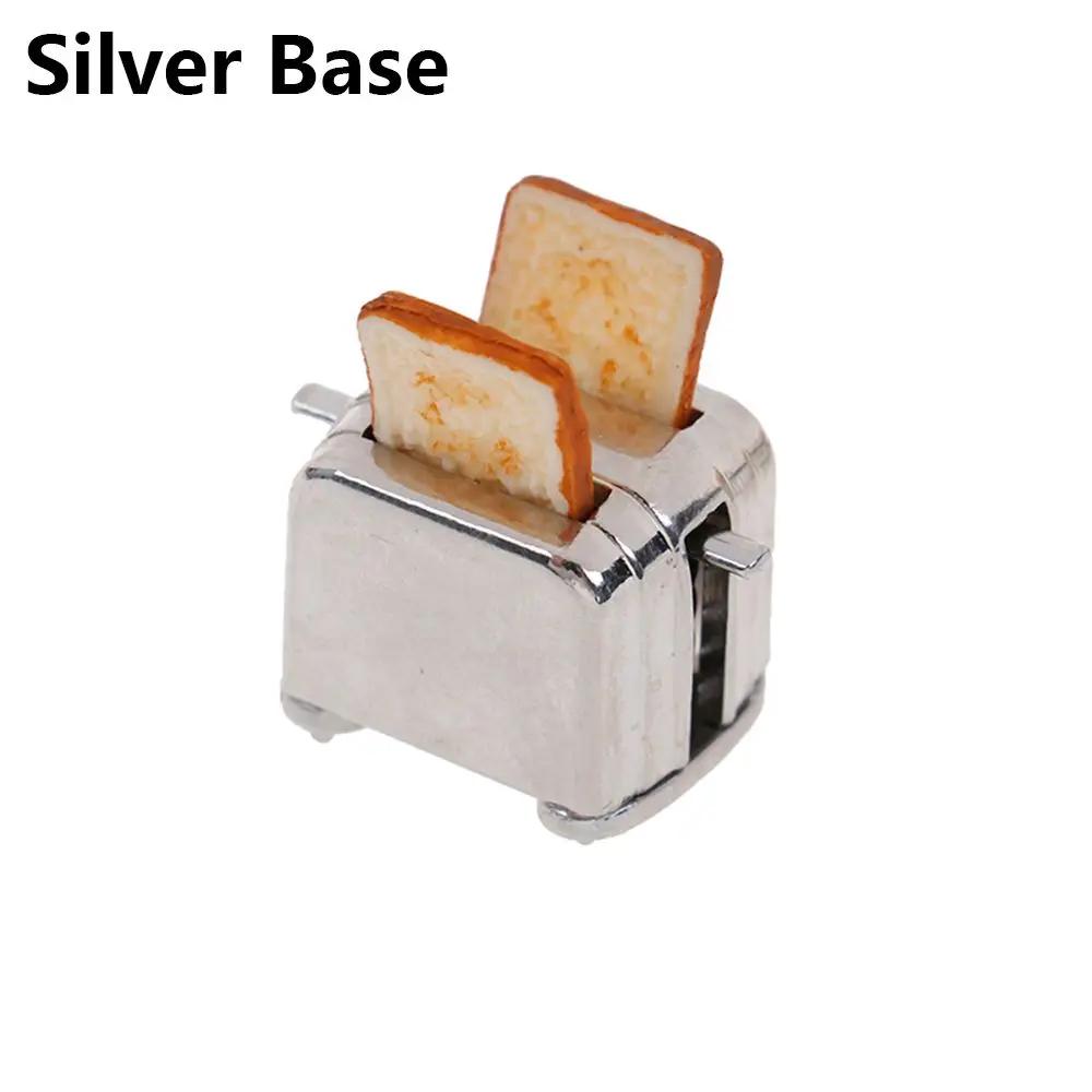 1:12e Schaal Poppenhuis Minatuur Broodrooster Schattige Simulatie Voedsel Decoraties Mini Keuken Speelgoed Met 2 STuks Brood Poppen Toast Machine
