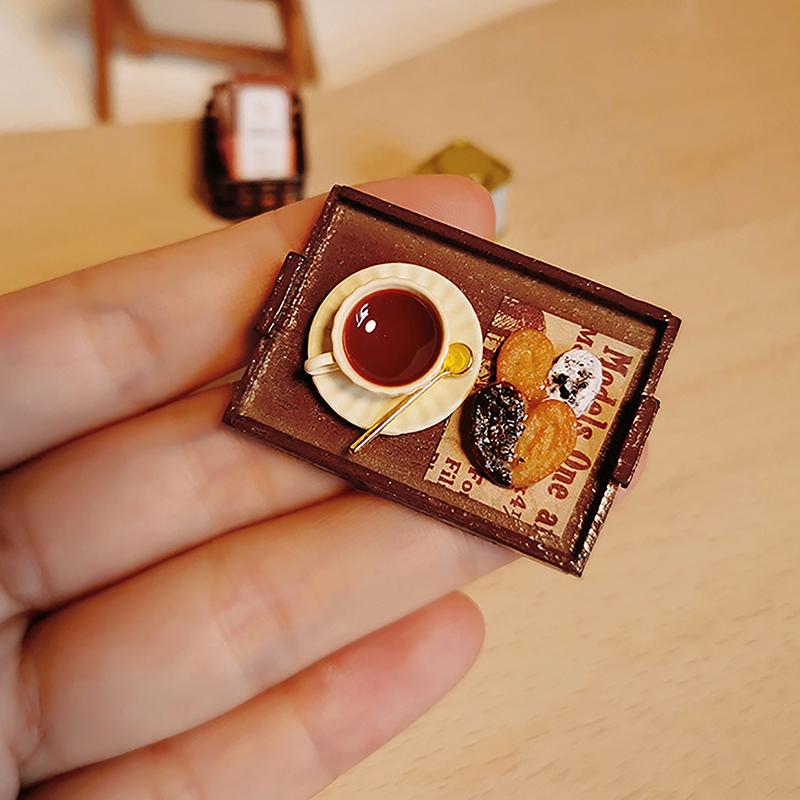 1/12 Dollhouse Miniature Coffee Butterfly Pastry Tay Creative Toy Model Toy Mini Simulation Afternoon Tea Ornament Accessories