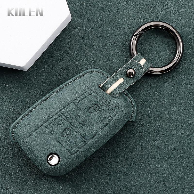 Leather Car Key Case Cover Shell   for VW Volkswagen Golf 7 MK7 Tiguan MK2 for SEAT Ateca Leon FR 2 Ibiza for Skoda Octavia A7