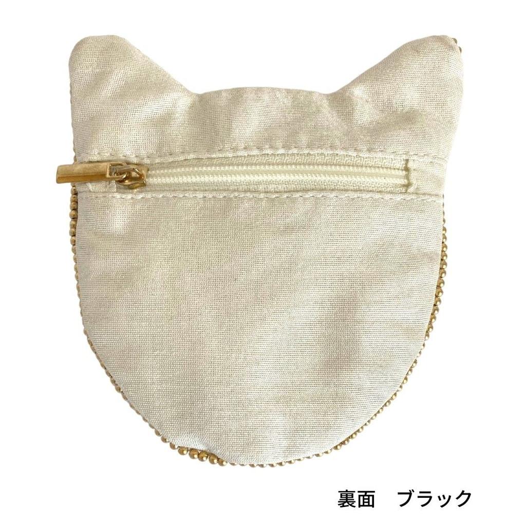 Tokyo Kankan Coin Purse Embroidery Cat Miscellaneous Cat Cute Pouch Coin Purse Accessory Case Mini Pouch Mini Wallet "Cat Pouch Black" Women's