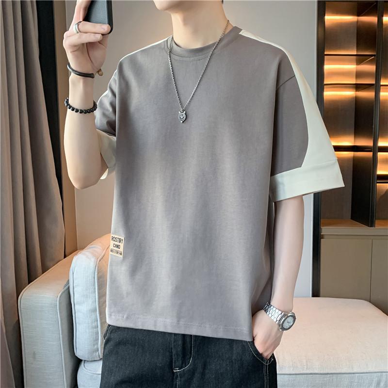 Men's Summer Short-sleeved T-shirt Round Neck Half-sleeved Bottoming Shirt Top Printed Large Size Men's Clothing