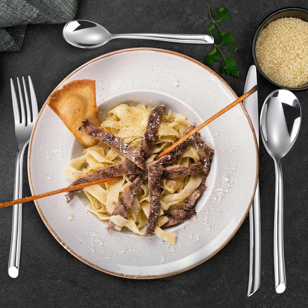 Stainless Steel Western Tableware Steak Knife Creative Hotel Household Round Handle Oblique Tail Knife and Fork Spoon Mirror Light