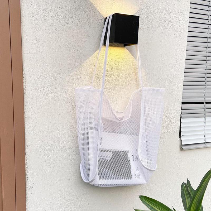 Women Mesh Beach Travel Shoulder Bag Large Capacity Casual Totes for Holding Toys Grocery Picnic Ladies Handbag Shopping Bag