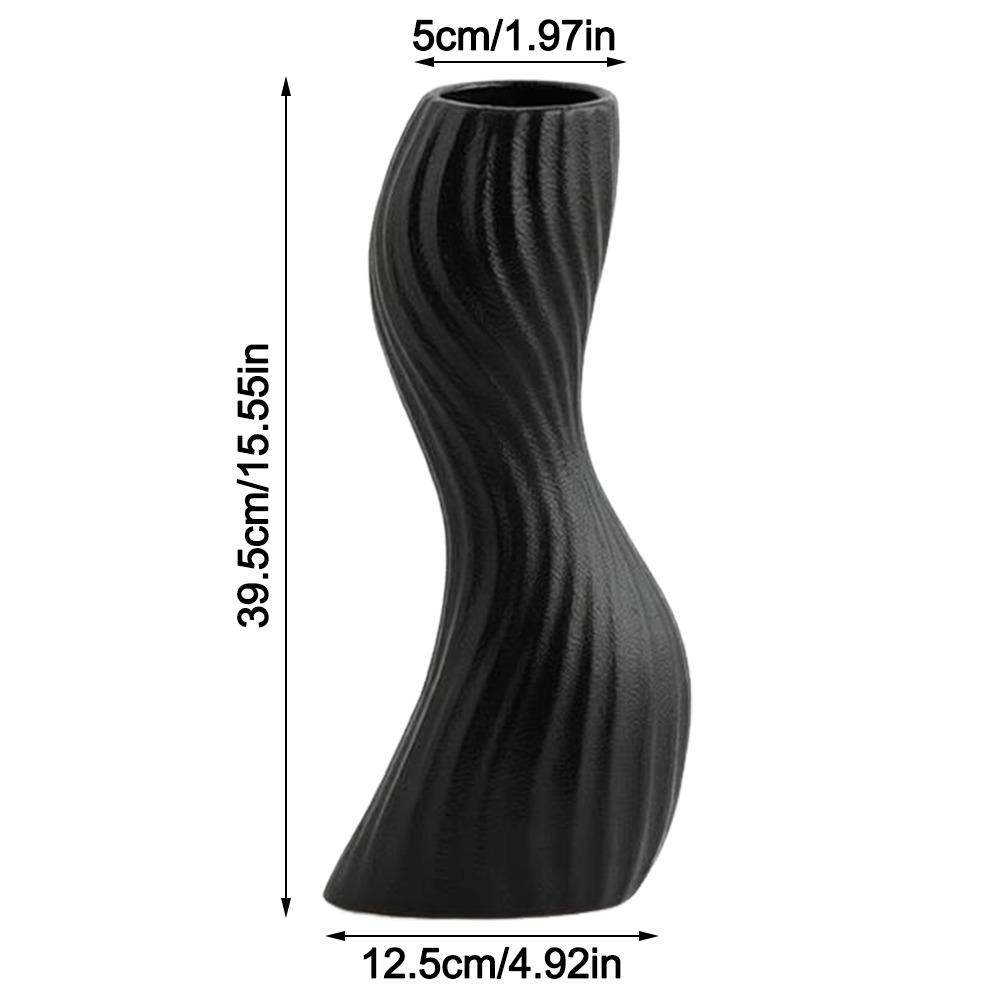 Plastic Imitation Ceramic Vase Wave Shape Curved Wave Vase Durable Flower Vase  Home Decoration